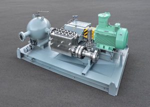 The triplex and quintuplex plunger pumps in accordance with the API 674 standard. The pumps are equipped with the new KMC-L pump head with reduced clearance volume.