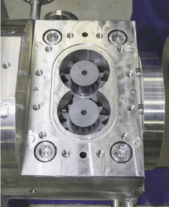 Pump assembly with ceramic shafts and bearings in SiC