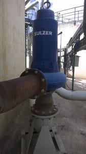 A dry-installed XFP 201G-CB2 PE110/6 pump for sludge recirculation