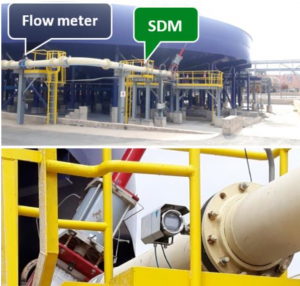 Figure 4: Example of a Rhosonics density meter (SDM) installed in a thickener underflow stream
