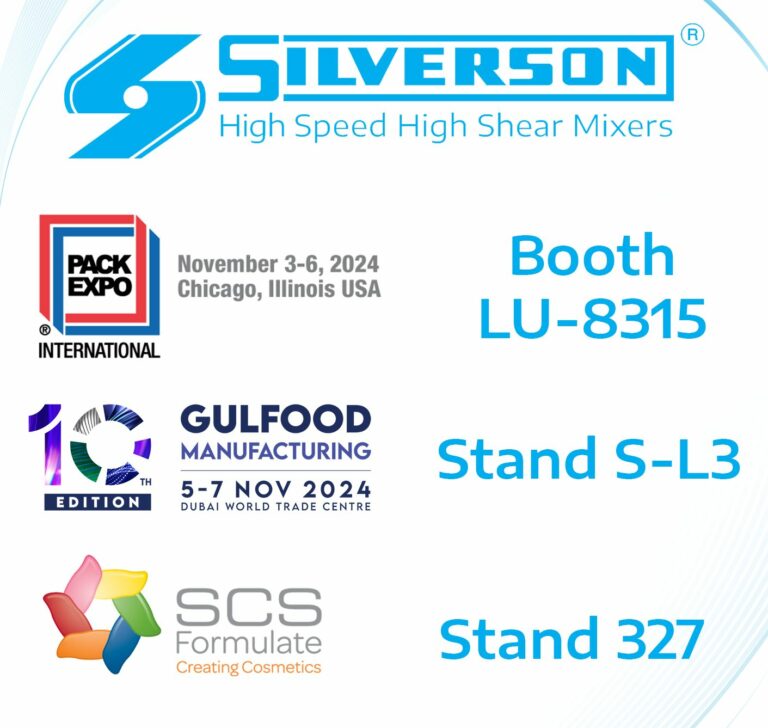 Find Silverson Machines at Pack Expo, Gulfood and SCS Formulate