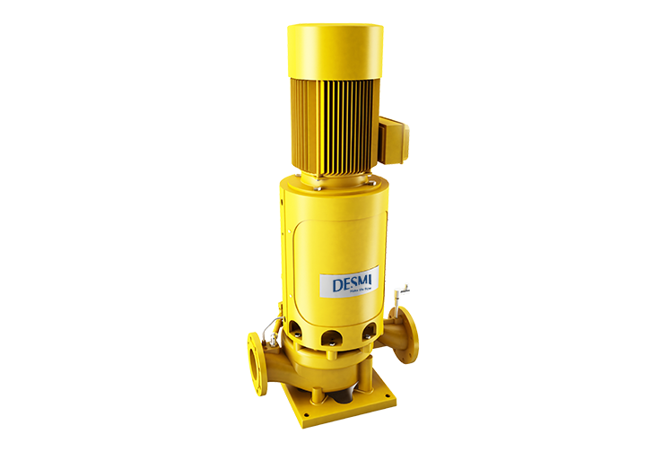 DESMI NSL vertical in-line centrifugal pump on a white background