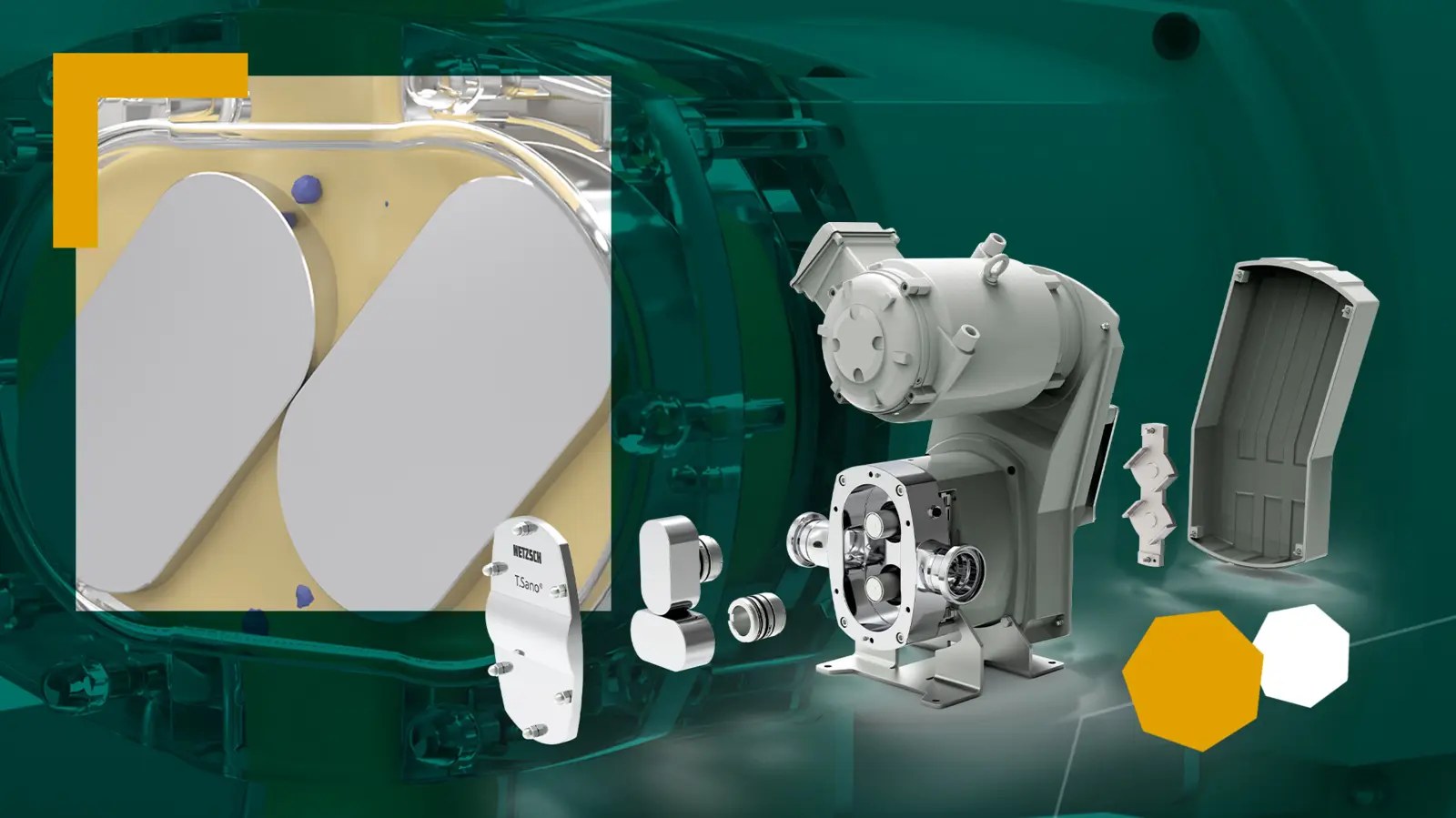 Rotary lobe pump components for hygienic food processing