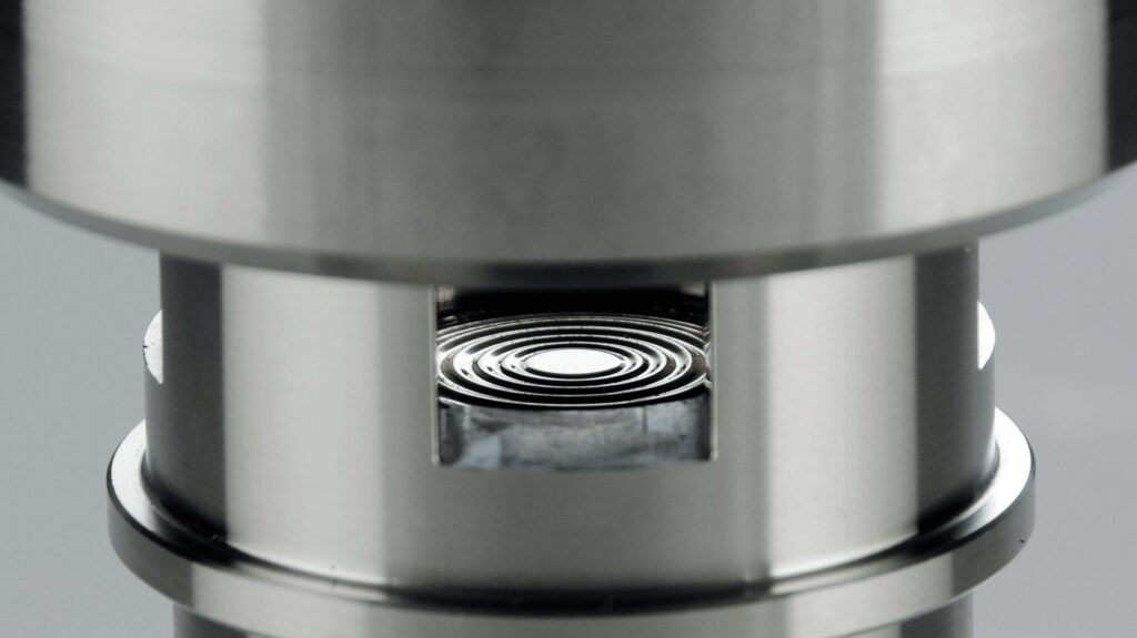 Close-up of the SL EVO level sensor showing the second diaphragm that measures the atmospheric reference pressure
