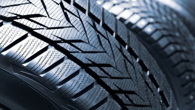 Close-up of a winter tyre tread pattern