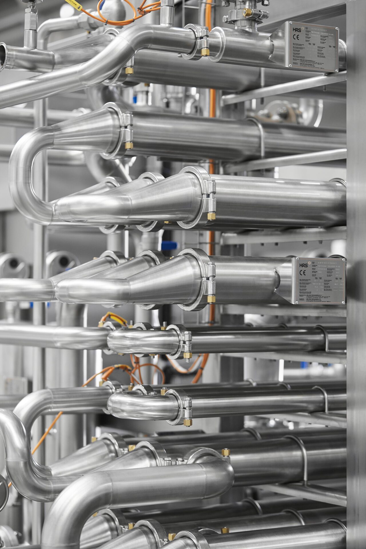 Stainless steel tubes and bends of an HRS MI Series multi-tube heat exchanger