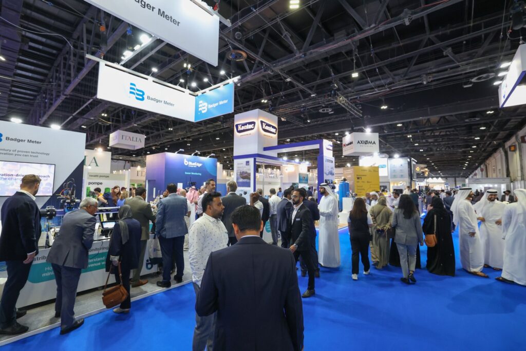 Visitors on the exhibition floor at WETEX, Dubai World Trade Centre